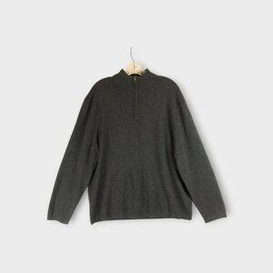 Giasone 100% Cashmere 1/4 Zip Sweater Size XL Charcoal Gray